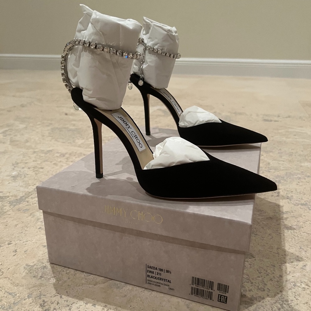 New In Box - Jimmy Choo Saeda in Black Suede - 100mm